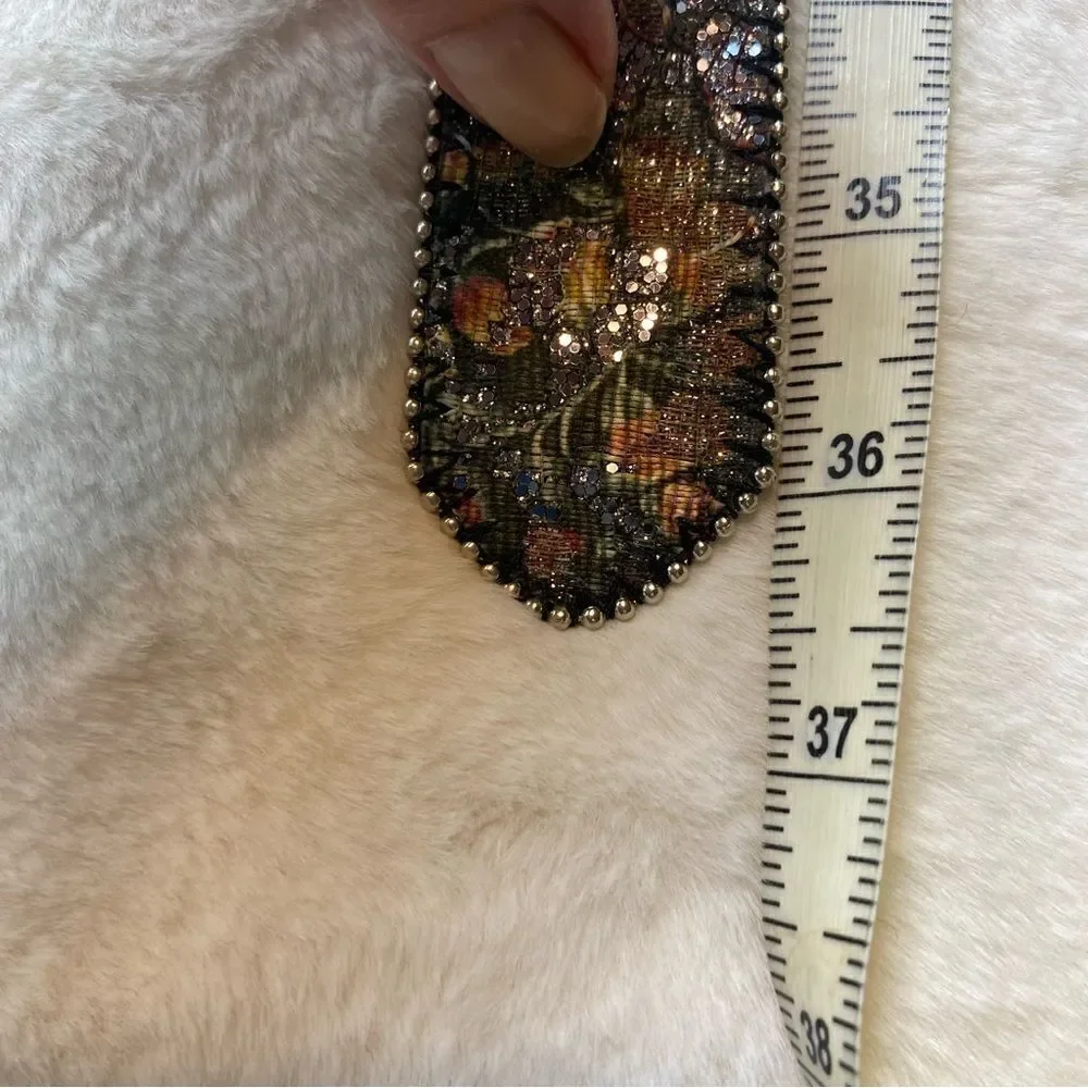 Floral Tapestry Glitzy Bonded Leather Belt Size Large